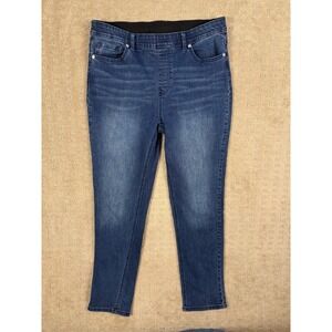 Women's DG2 Diane Gilman Pull-On Stretch Denim Blue Jeans Sz M (33x26) #1292